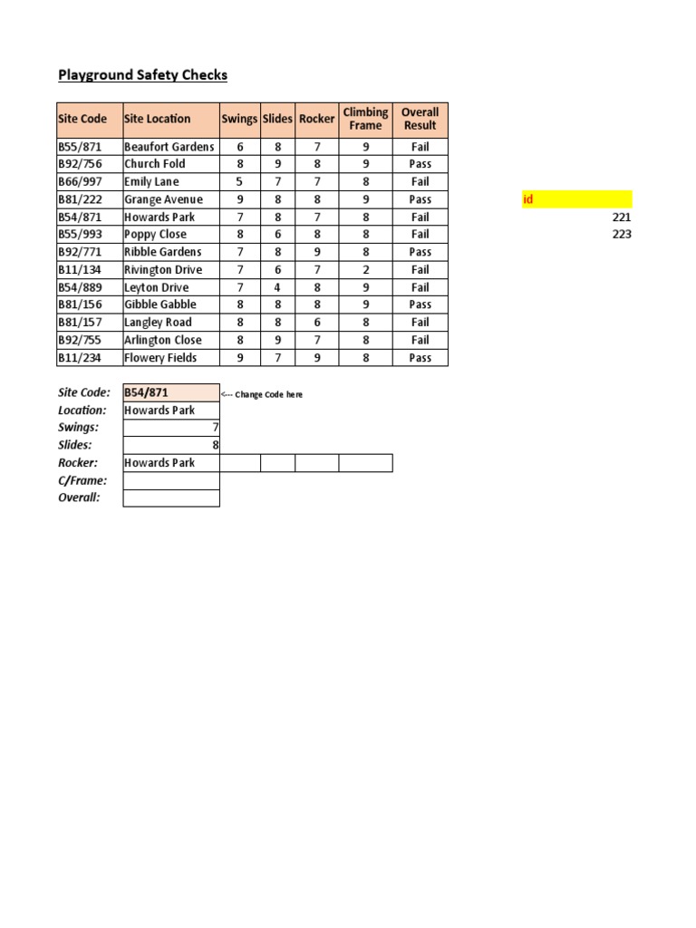 Playground Safety Inspection Results | PDF | Technology & Engineering