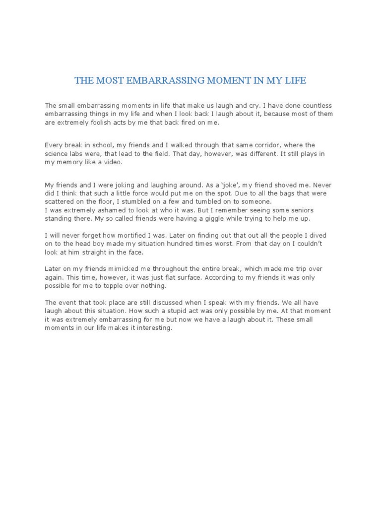 The Most Embarrassing Moment in My Life PDF