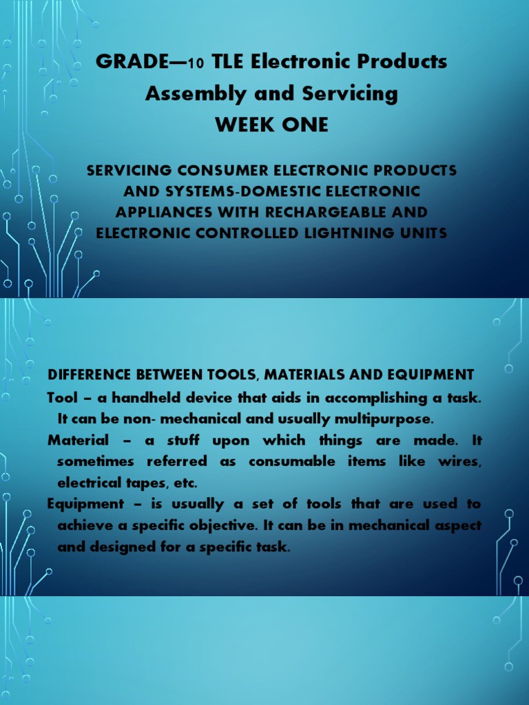 GRADE10 TLE Electronic Products Assembly and Servicing Week One PDF