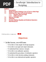 Chapter 7 - Javascript: Introduction To Scripting: Outline