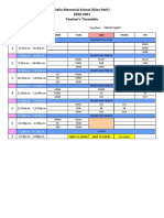 Delia Memorial School (Glee Path) 2020 2021 Teacher's Timetable