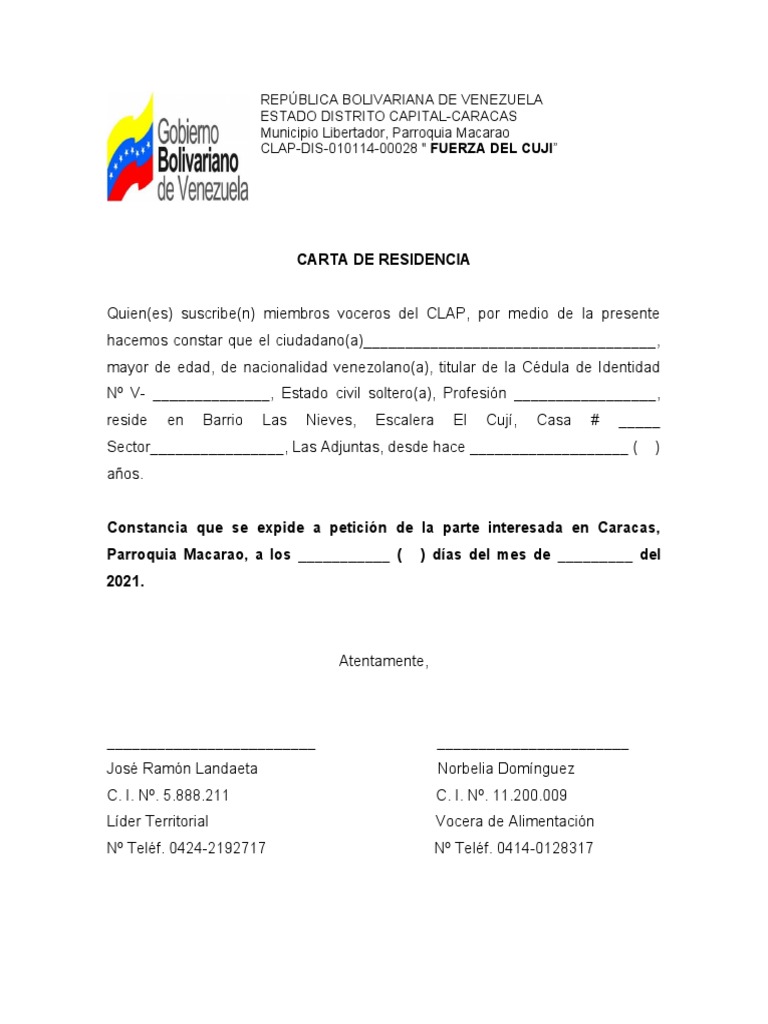 Formato de Constacia de Residencia 15012020 | PDF | Gobierno y personalidad