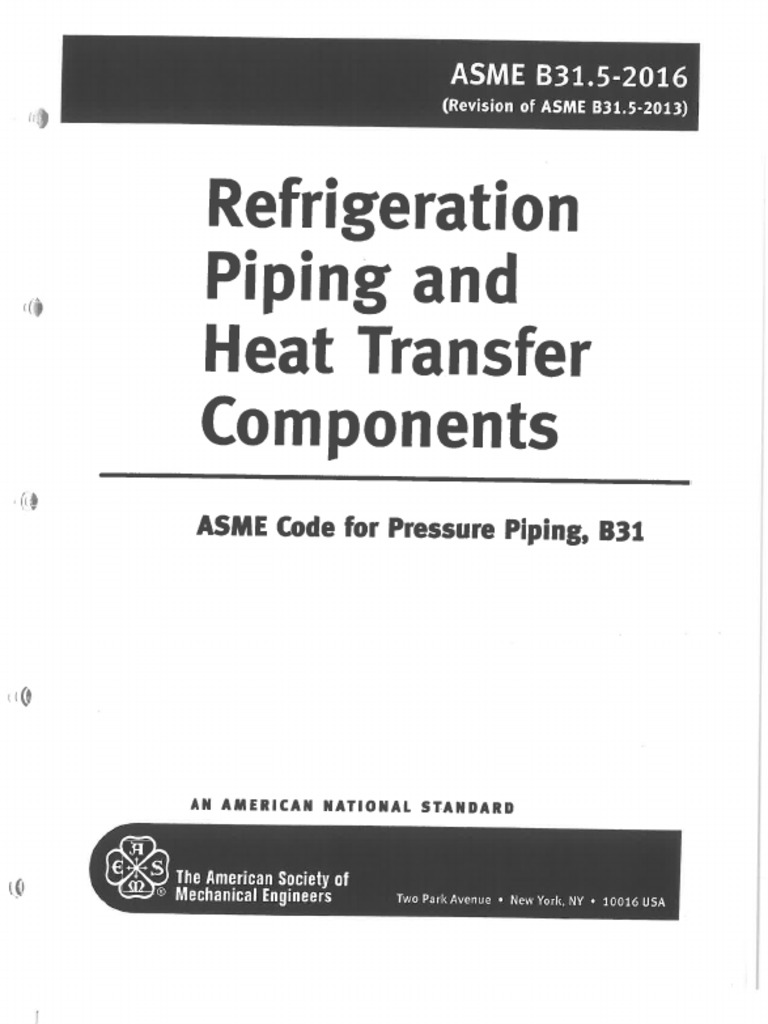 ASME B31.5 Refrigeration Piping & Heat Transfer Components PDF