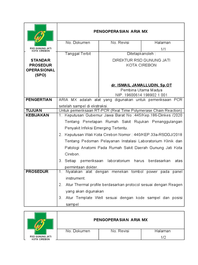 Prosedur Operasional ARIA MX | PDF