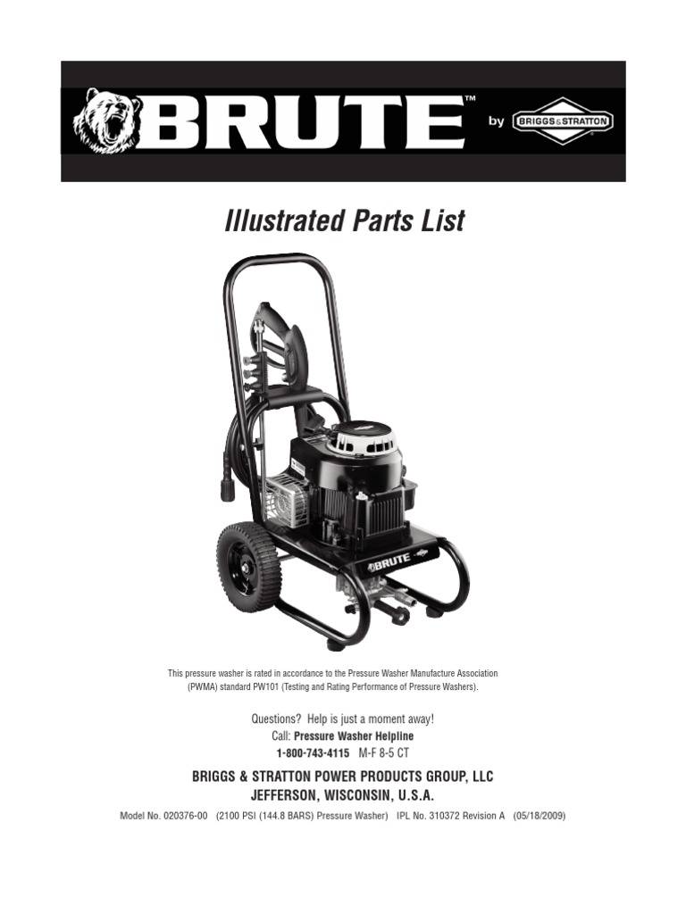 Brute Power Washer Parts List PDF Manufactured Goods Nature