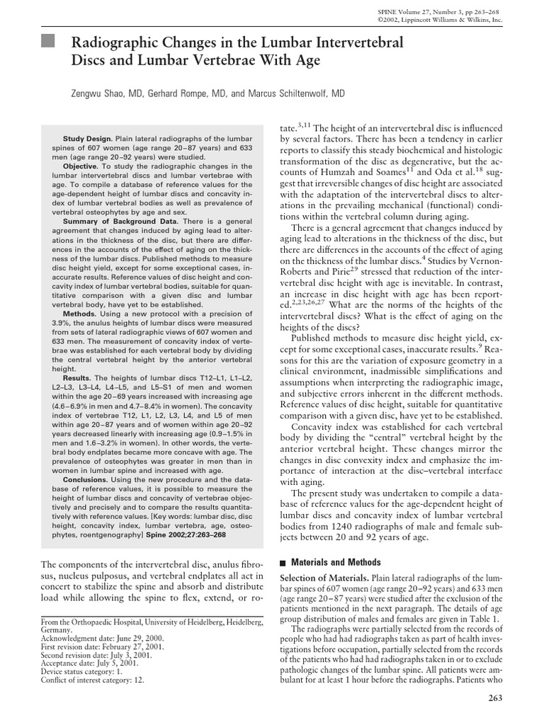 48 - Radiographic Changes in The Lumbar Intervertebral Discs and Lumbar ...