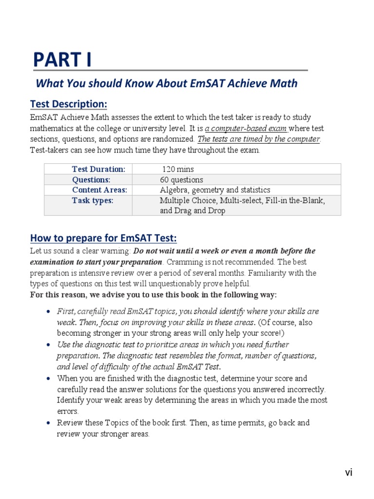 EmSAT Achieve Math Test Guide | PDF | Equations | Test (Assessment)
