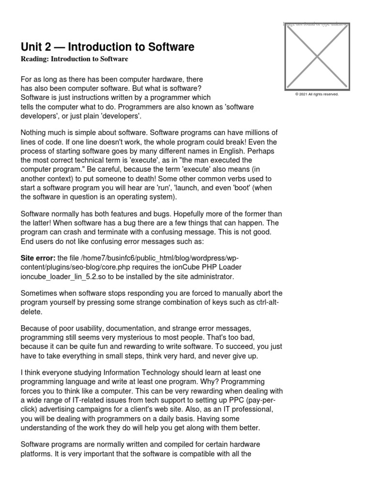 English4IT - Unit 2 Introduction To Software Reading | PDF | Software ...