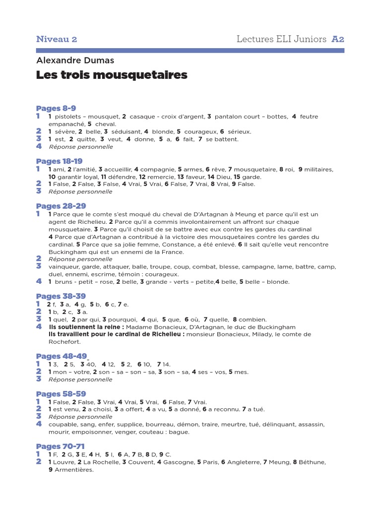 Lestroismousquetaires Sol Pdf Les Trois Mousquetaires Romans Francais
