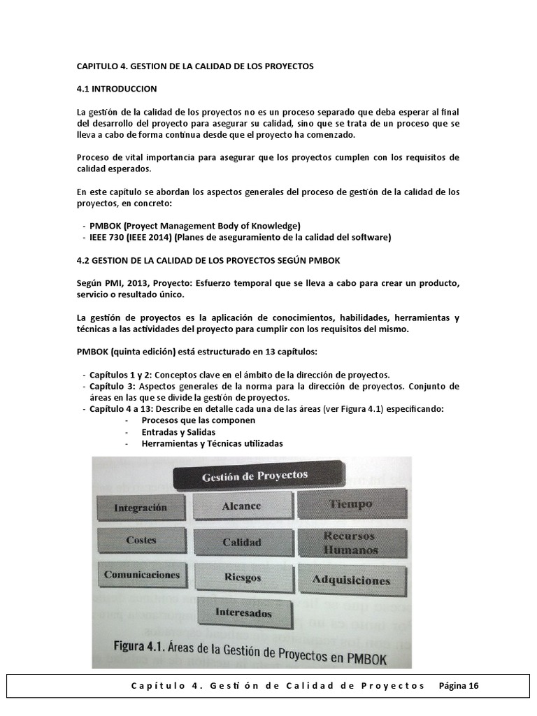 Gestión de Calidad en Proyectos PMBOK | PDF | Calidad (comercial ...