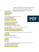 Respiratory System Study Questions Directions: Each of The Numbered Items or Incompl Ete Statements in This Section Is Followed by Answers