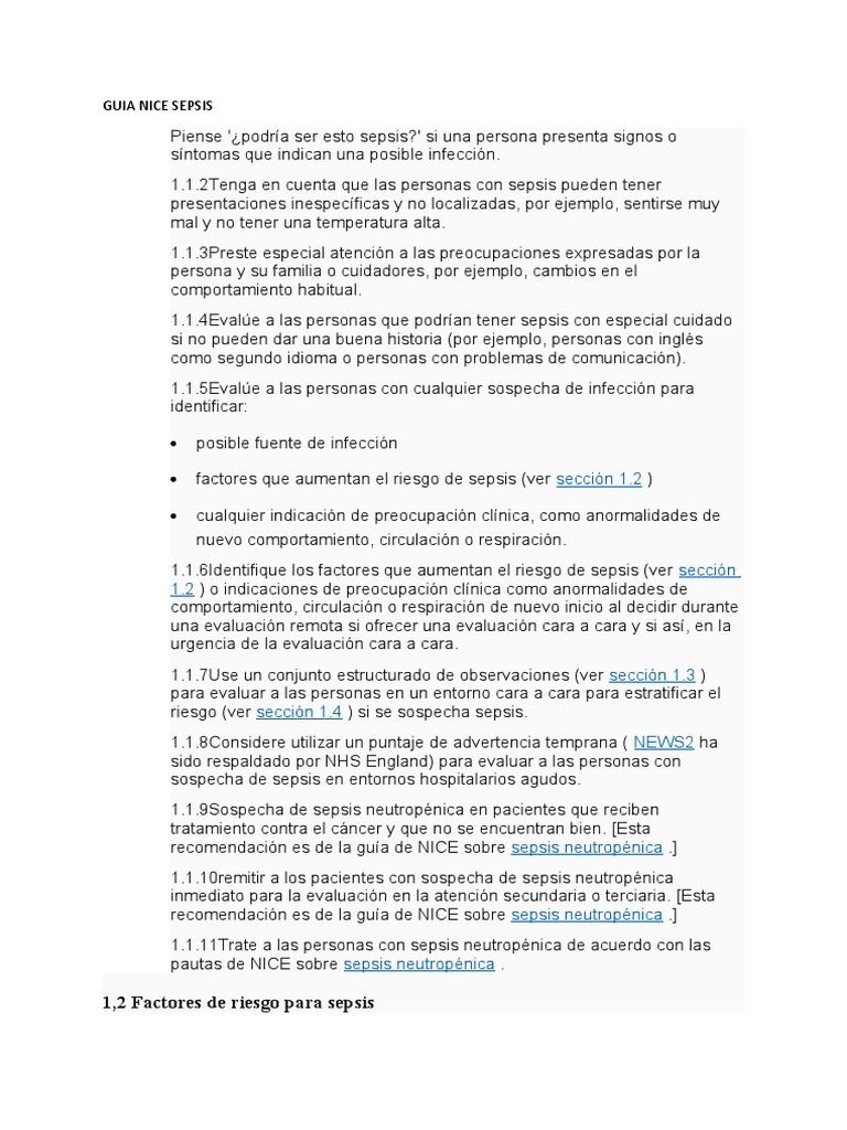 Guia Nice Sepsis | PDF | Septicemia | Presión sanguínea