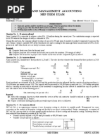 Cost and Management Accounting Mid Term Exam: Date: 2 Total Marks: 100 Marks Instructio Ns