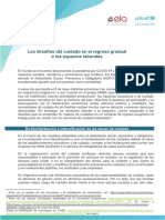 Los desafíos del cuidado en el regreso gradual a los espacios laborales