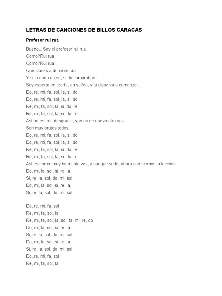 Letras de Canciones de Billos Caracas | PDF | Entretenimiento (general)