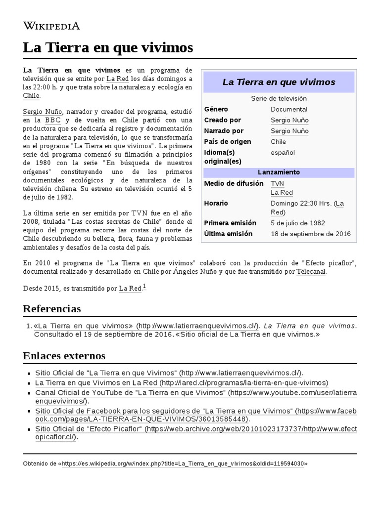 La Tierra en Que Vivimos | PDF | Chile | Televisión