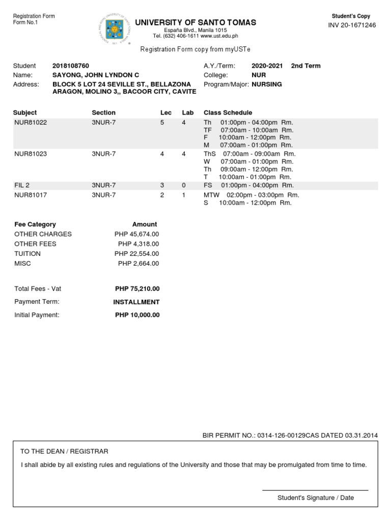 University of Santo Tomas | PDF | Payments | Business