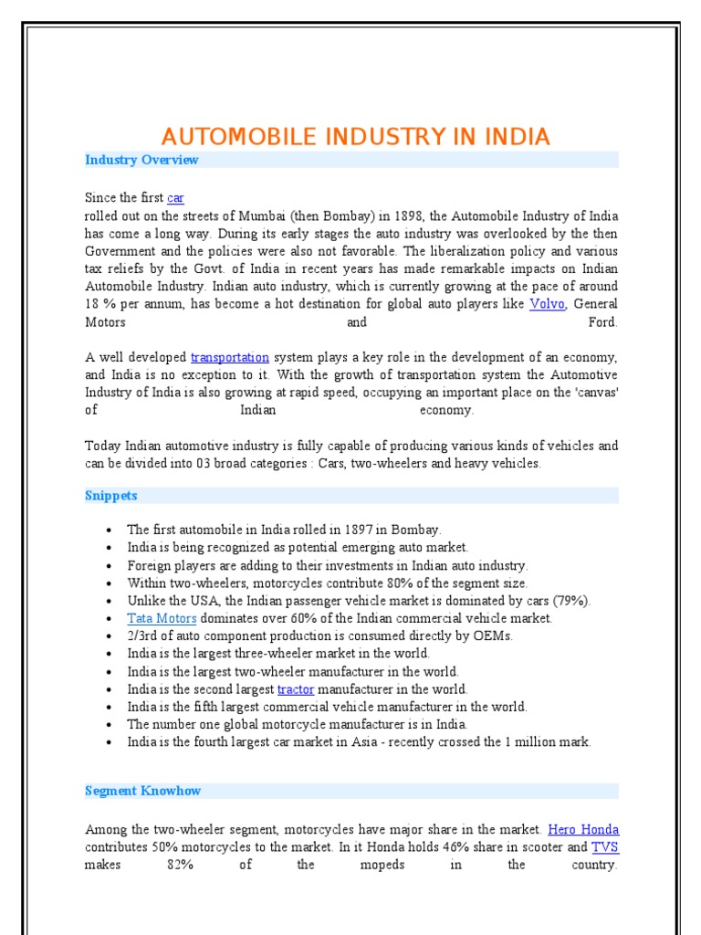 Automobile Industry in India PDF
