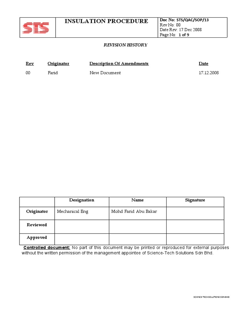 STS Insulation Procedure Overview | PDF | Thermal Insulation | Pipe ...