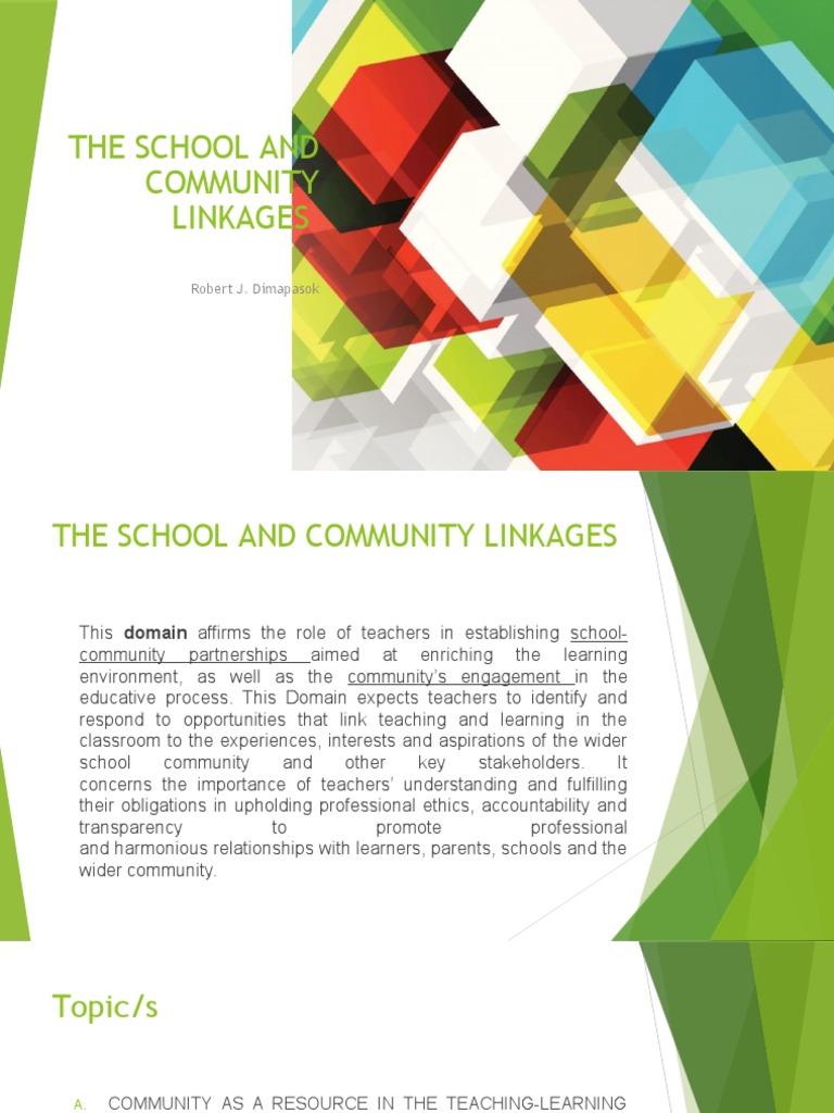 The School and Community Linkages Inset2020 PDF Teachers Schools