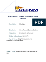 Blog "Introducción A La Investigación de Mercados, Nelson Fernando Bautista, 118140071