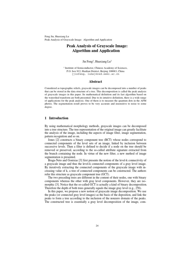 Peak Analysis of Grayscale Image: Algorithm and Application | PDF ...