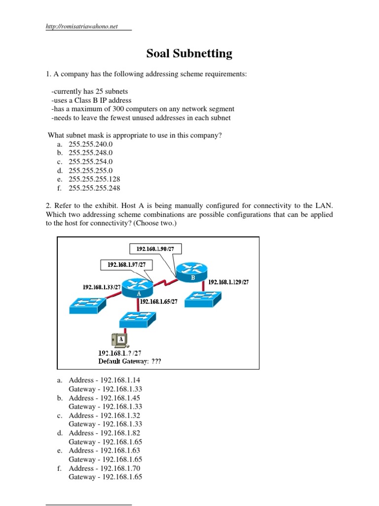 Soal Subneting | PDF | Computers