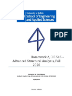 Homework 2, CIE 515 - Advanced Structural Analysis, Fall 2020