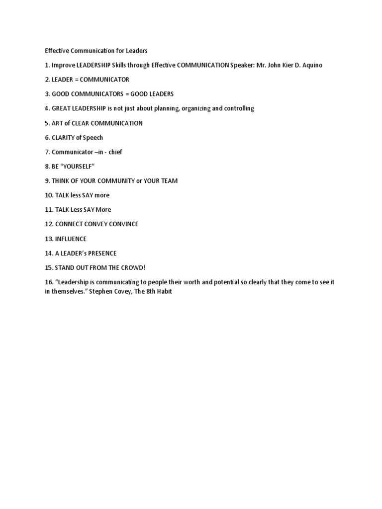 Effective Communication For Leaders | PDF | Social Science | Self ...