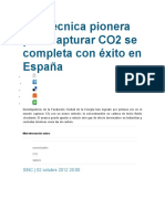 Una Técnica Pionera para Capturar CO2 Se Completa Con Éxito en España