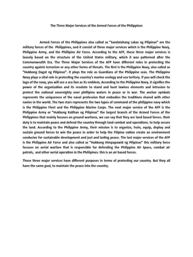 Major Services of the AFP Explained | PDF | Navies | Philippines
