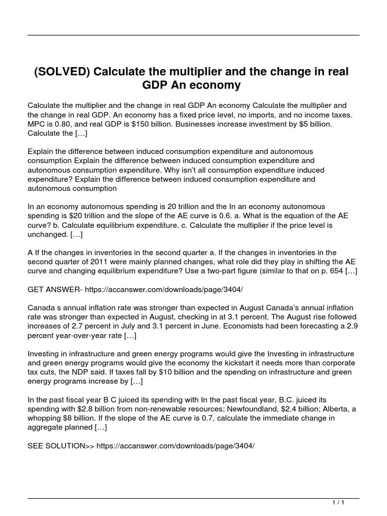 Calculating the Economic Multiplier | PDF | Fiscal Multiplier | Gross ...