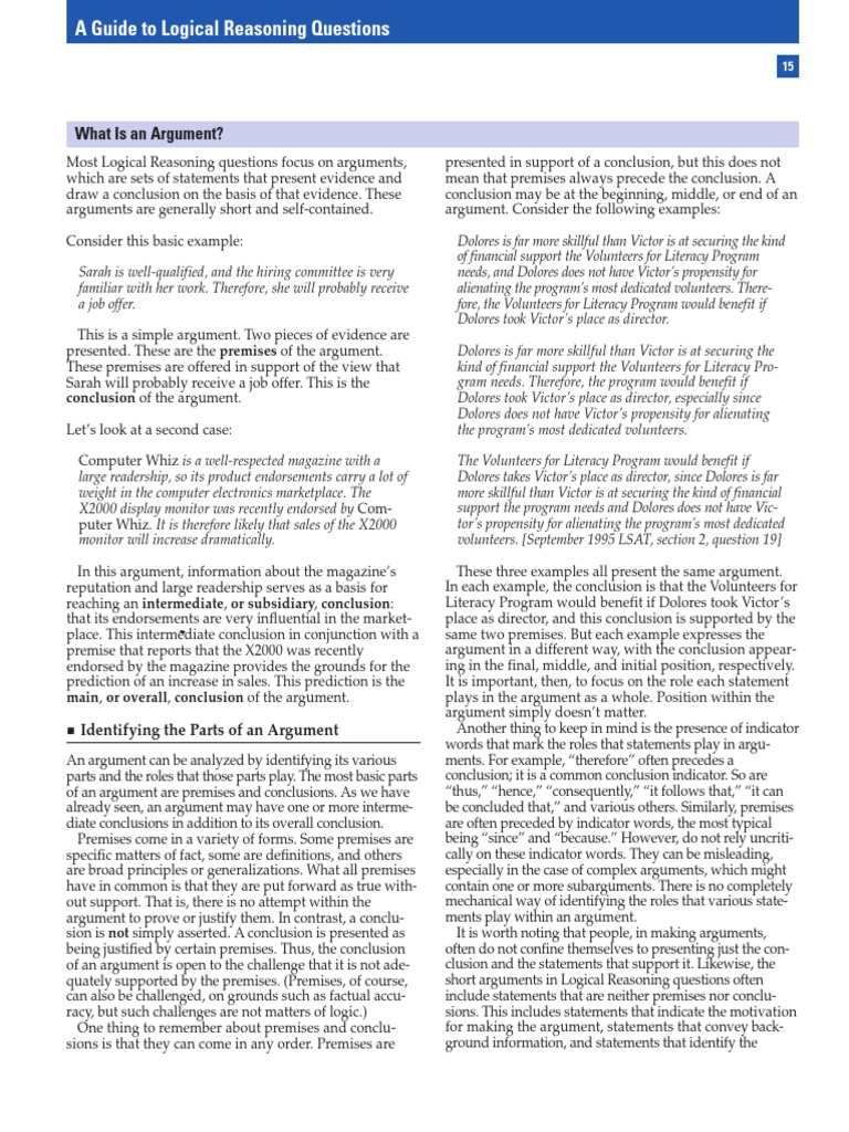 Understanding Logical Reasoning Arguments | PDF | Argument | Reason