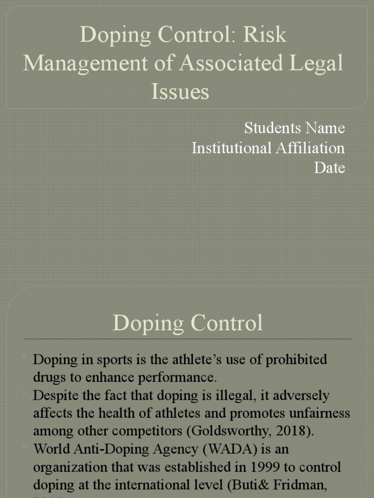 Legal Risks of Doping in Sports | PDF | Doping In Sport | Risk Management