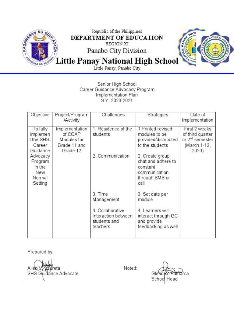 Little Panay National High School: Panabo City Division | PDF | Human ...