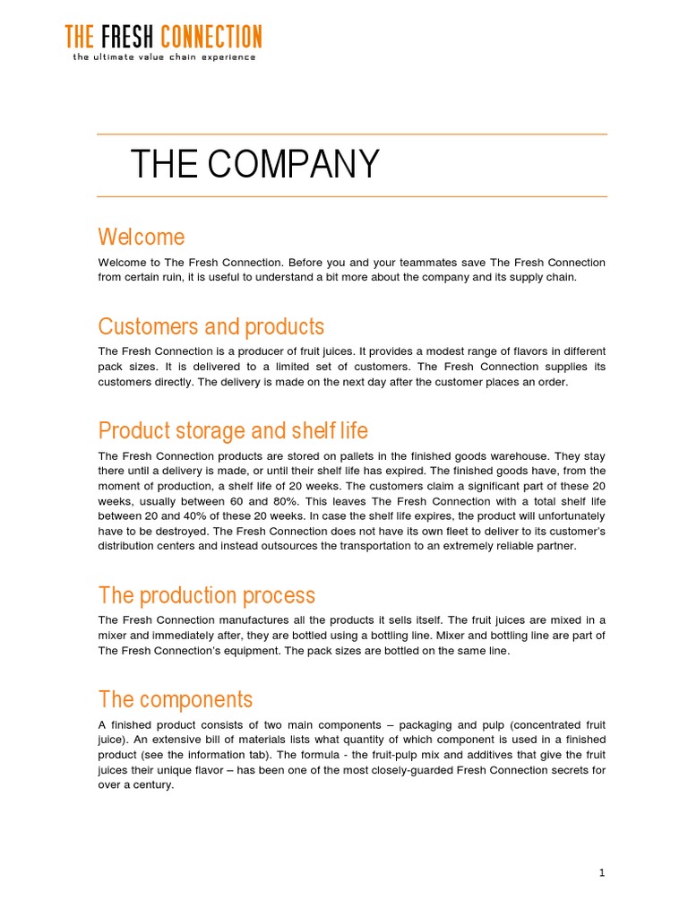 The Fresh Connection - The Company | PDF | Shelf Life | Supply Chain