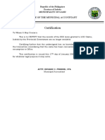 Certification of unavailable KKK loan records for LGU Gamu, Isabela