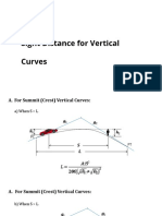 Vertical Curve Sight Distance Formula