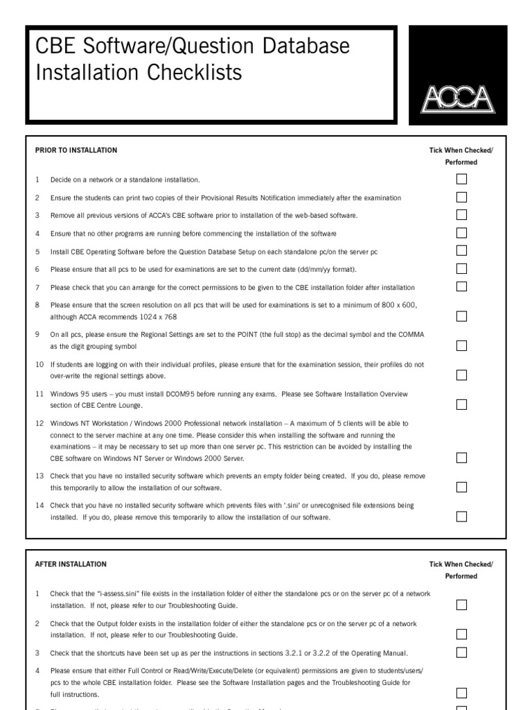 Installation Checklists | PDF | Windows 2000 | Microsoft Windows