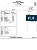 Batangas State University Assessment of Fees: This Form Is Printed Online Using Student Registration System