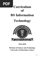 Curriculum of BS Information Technology: 2016-2020 Division of Science and Technology University of Education, Lahore