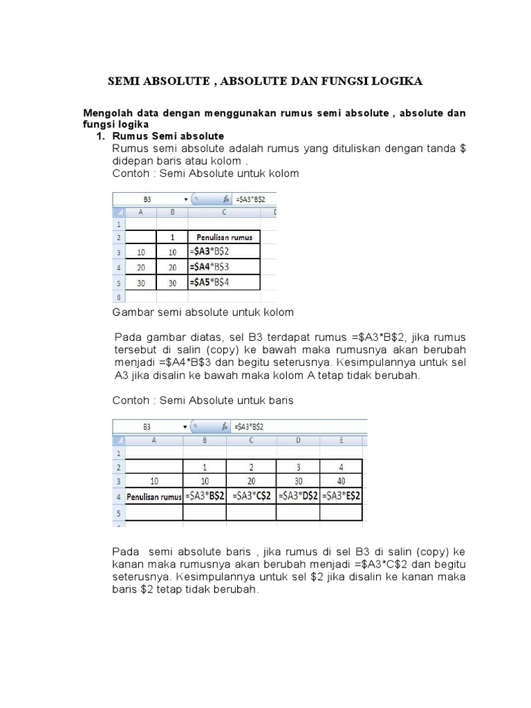 Materi Absolute, Semi Absolte Dan Fungsi Logika | PDF