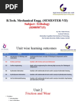 B.Tech. Mechanical Engg. (SEMESTER-VII) : Subject:Tribology (030050715)