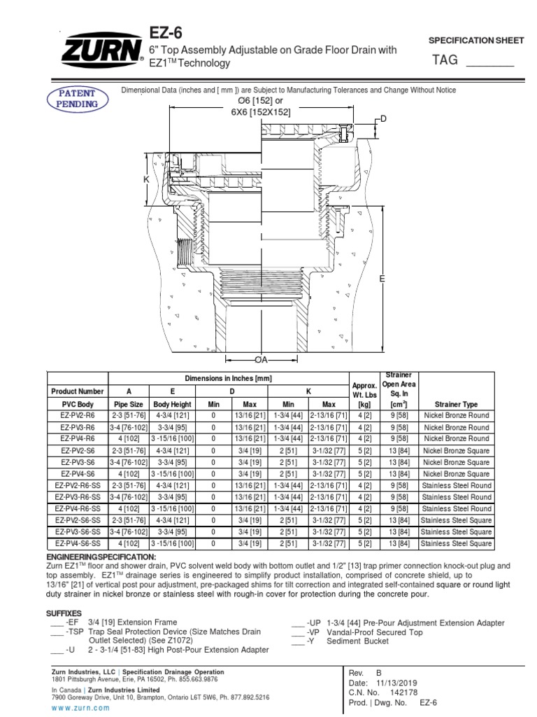 Fd 1 Zurn Ez 6 Pdf Materials Civil Engineering