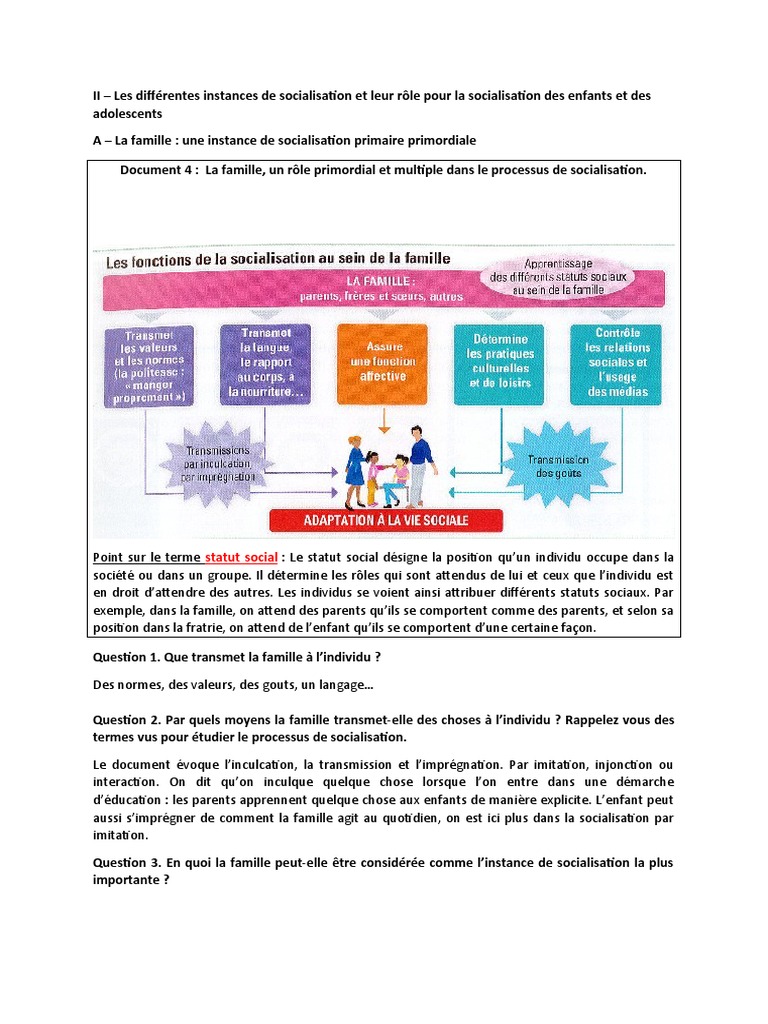 Comment Devenons Nous Des Acteurs Sociaux Par Rapport Au Schéma Cours Socialisation À Recopier SES | PDF | Socialisation | Adolescence