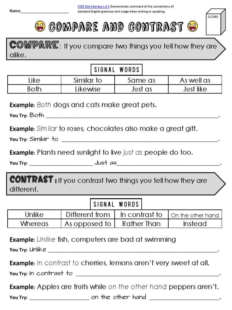 Compare and Contrast in ELA | PDF | Career & Growth | Foreign Language ...