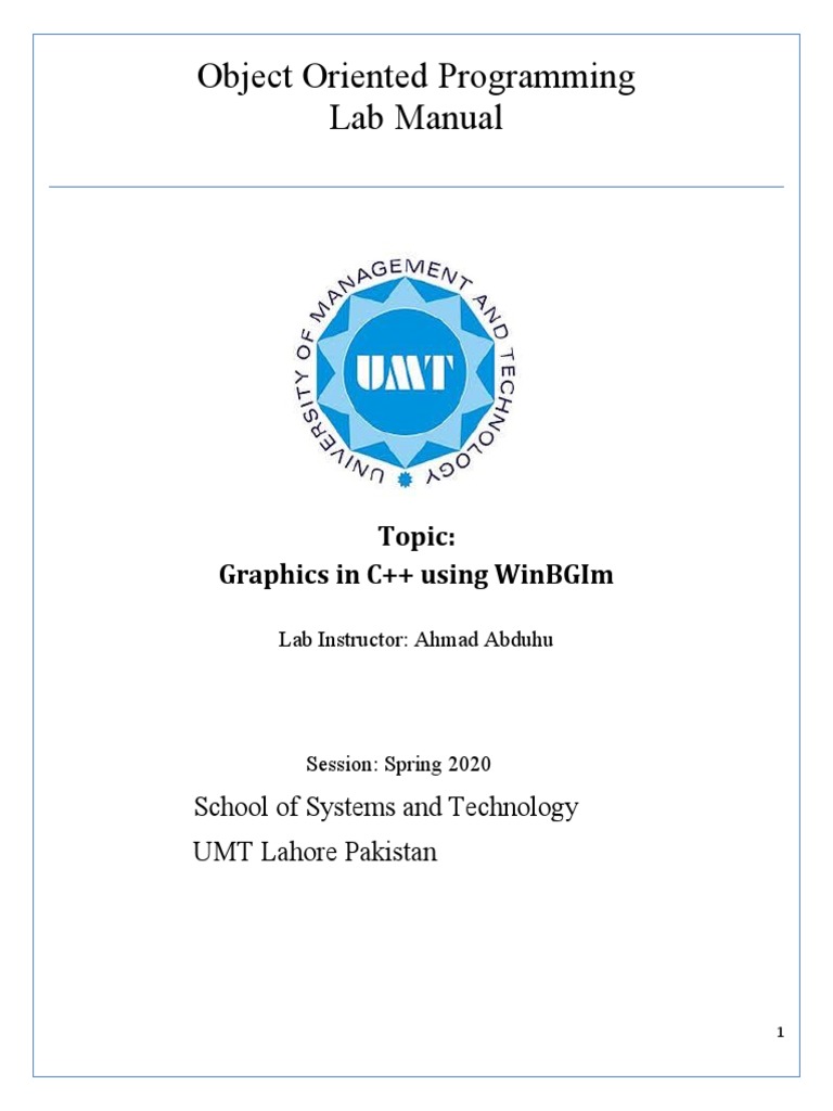 Object Oriented Programming Lab-12 (Graphics in C++ Using WinBGIm ...