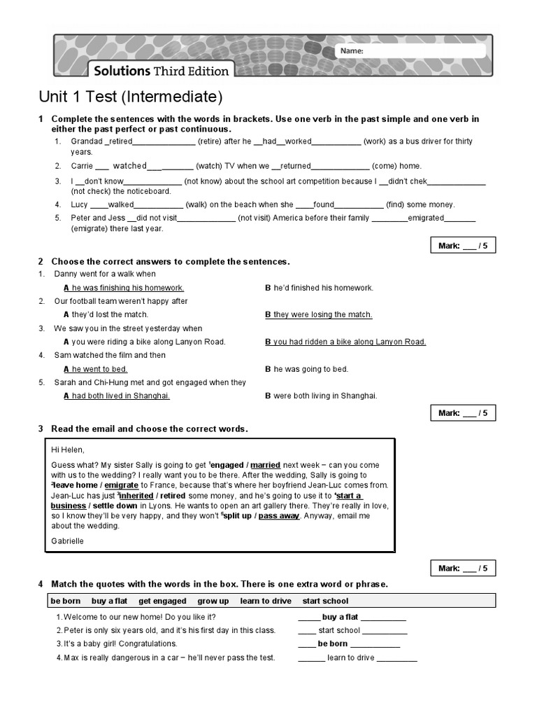 Solutions Unit 1 Test Inter (DL) | PDF | Vincent Van Gogh