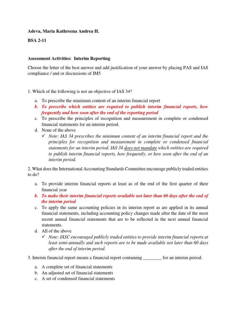 IAS 34 Compliance in Interim Reporting | PDF | International Financial ...