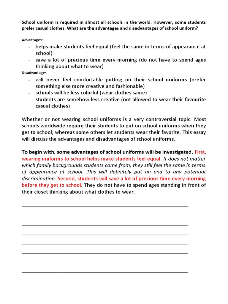 Advantages and Disadvantages of School Uniform PDF Clothing